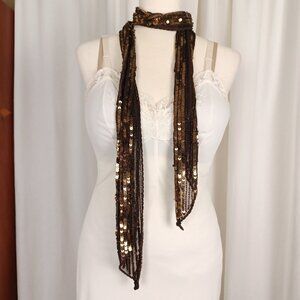 Vintage Sequined & Beaded Skinny Scarf/Belt